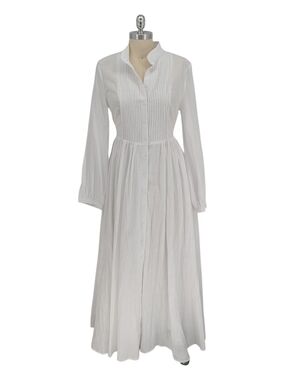 30365 NEW Stylewe Pintuck Maxi Shirtdress White size Small preppy cottagecore